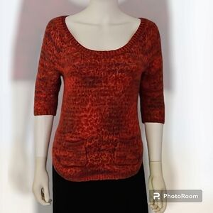 VTG ARDEN B Rainbow Red Half Sleeve Crew Neck Pocket Sweater